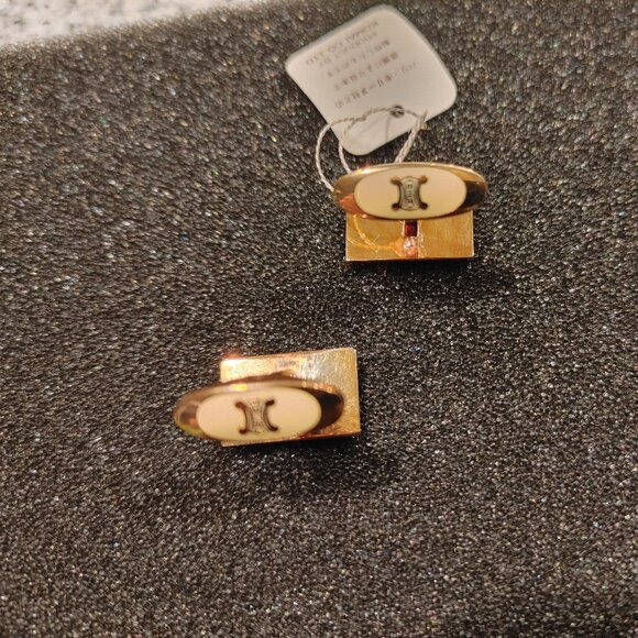CELINE Paris Cufflinks Gold Plated, Arc de Triomphe on back. Made in Japan. - Picture 12 of 16
